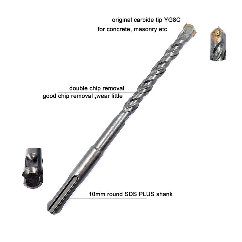 JFOGO Rotary Hammer Drill Bits Set & Chisels- 17 Pieces SDS Plus Concrete Masonry Hole Tool for Concrete,Brick,Block,Stone,Masonry - Image 3